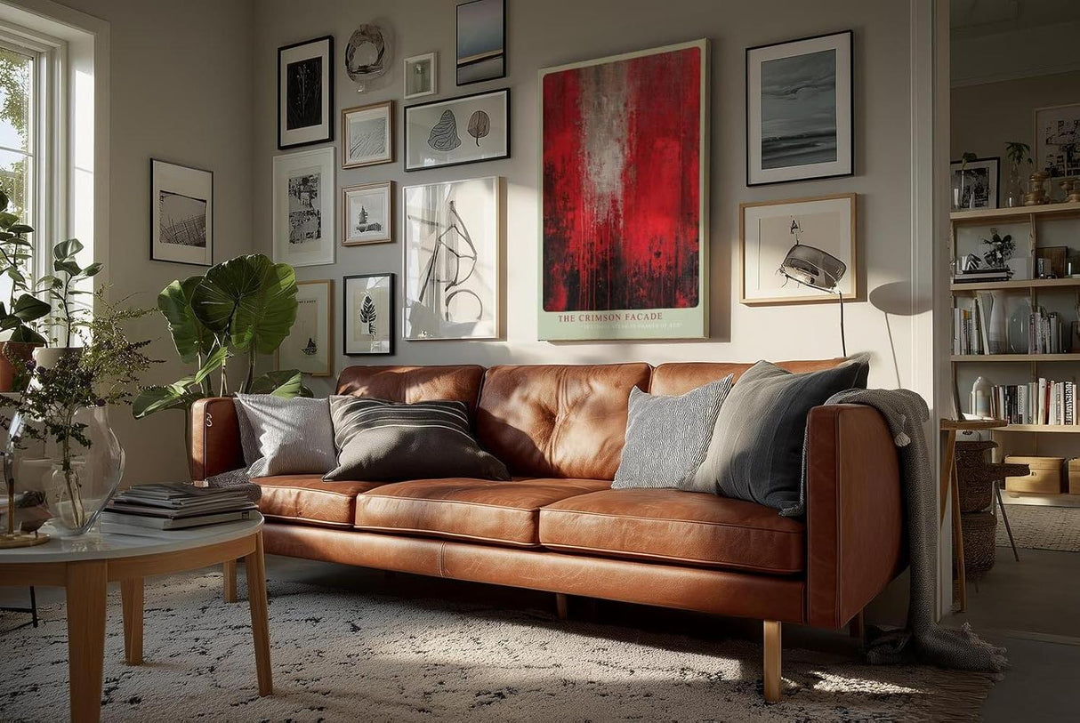 Paul Sinus Wandbild in 40x60cm The Crimson Facade – Ausdrucksstarkes abstraktes Kunstwerk in leuchtendem Rot mit strukturreicher Oberfläche
