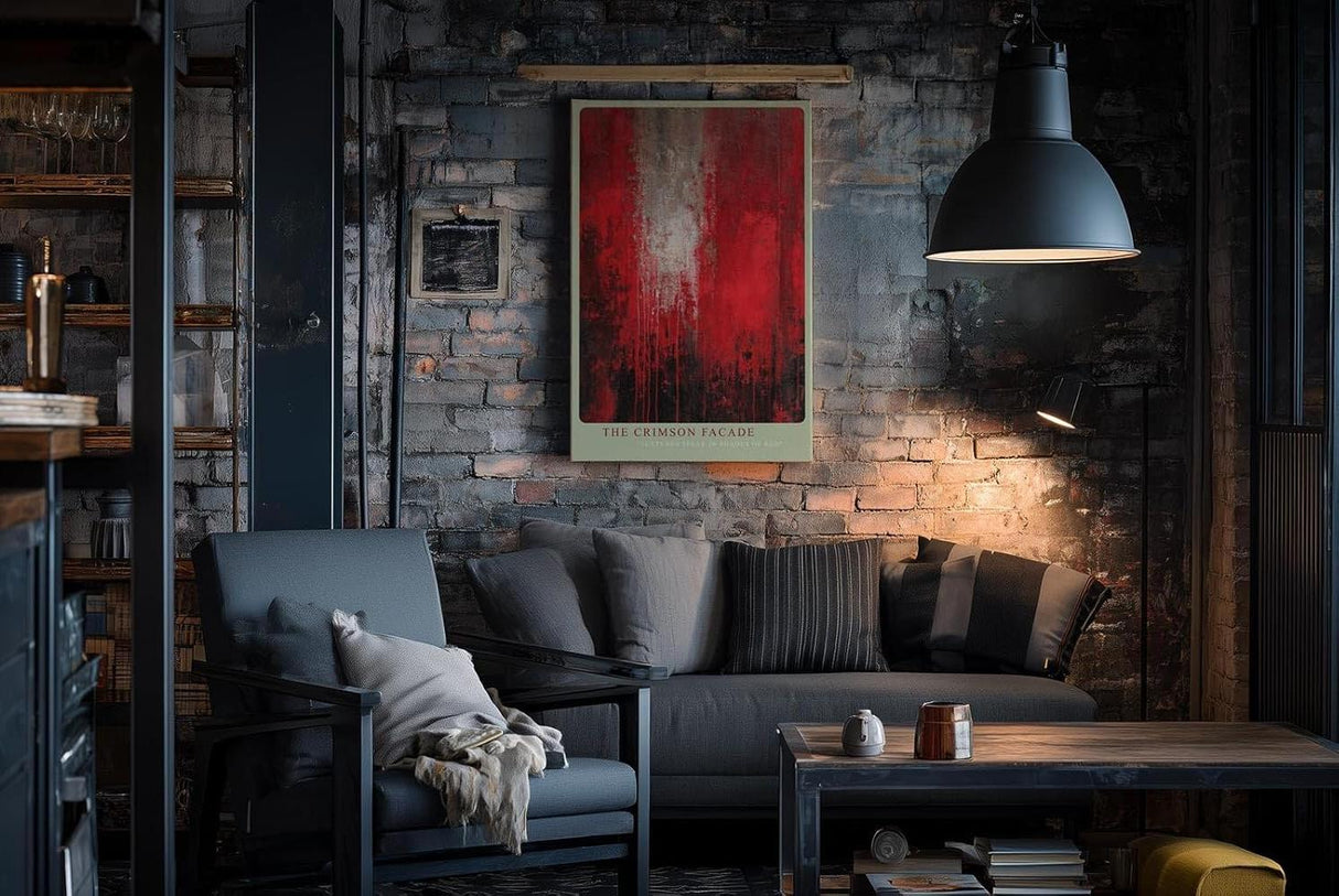 Paul Sinus Wandbild in 40x60cm The Crimson Facade – Ausdrucksstarkes abstraktes Kunstwerk in leuchtendem Rot mit strukturreicher Oberfläche