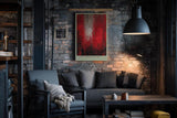 Paul Sinus Wandbild in 40x60cm The Crimson Facade – Ausdrucksstarkes abstraktes Kunstwerk in leuchtendem Rot mit strukturreicher Oberfläche