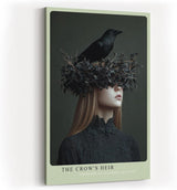 Paul Sinus Wandbild in 40x60cm The Crow's Heir – Porträt einer Frau mit Krähenkrone aus Zweigen und Blättern