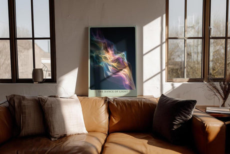Paul Sinus Wandbild in 40x60cm The Dance of Light – abstrakte Lichtkomposition in fließenden Regenbogenfarben für kreative und moderne Raumgestaltung