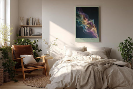 Paul Sinus Wandbild in 40x60cm The Dance of Light – abstrakte Lichtkomposition in fließenden Regenbogenfarben für kreative und moderne Raumgestaltung