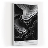 Paul Sinus Wandbild in 40x60cm The Dark Current – Abstrakte Schwarz-Weiß-Linienstrukturen mit fließender Bewegung und tiefem Kontrast