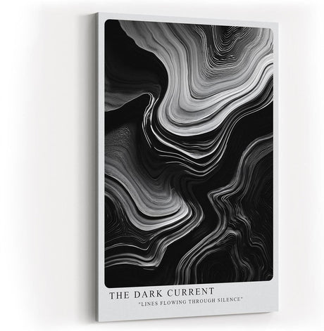 Paul Sinus Wandbild in 40x60cm The Dark Current – Abstrakte Schwarz-Weiß-Linienstrukturen mit fließender Bewegung und tiefem Kontrast