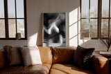 Paul Sinus Wandbild in 40x60cm The Depth of Contrast – Schwarz-weiße Reliefstruktur mit fließenden, organischen Linien und starker Licht-Schatten-Wirkung
