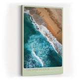 Paul Sinus Wandbild in 40x60cm The Edge of Calm – Luftaufnahme von Strand und Wellen in Türkisund Sandtönen