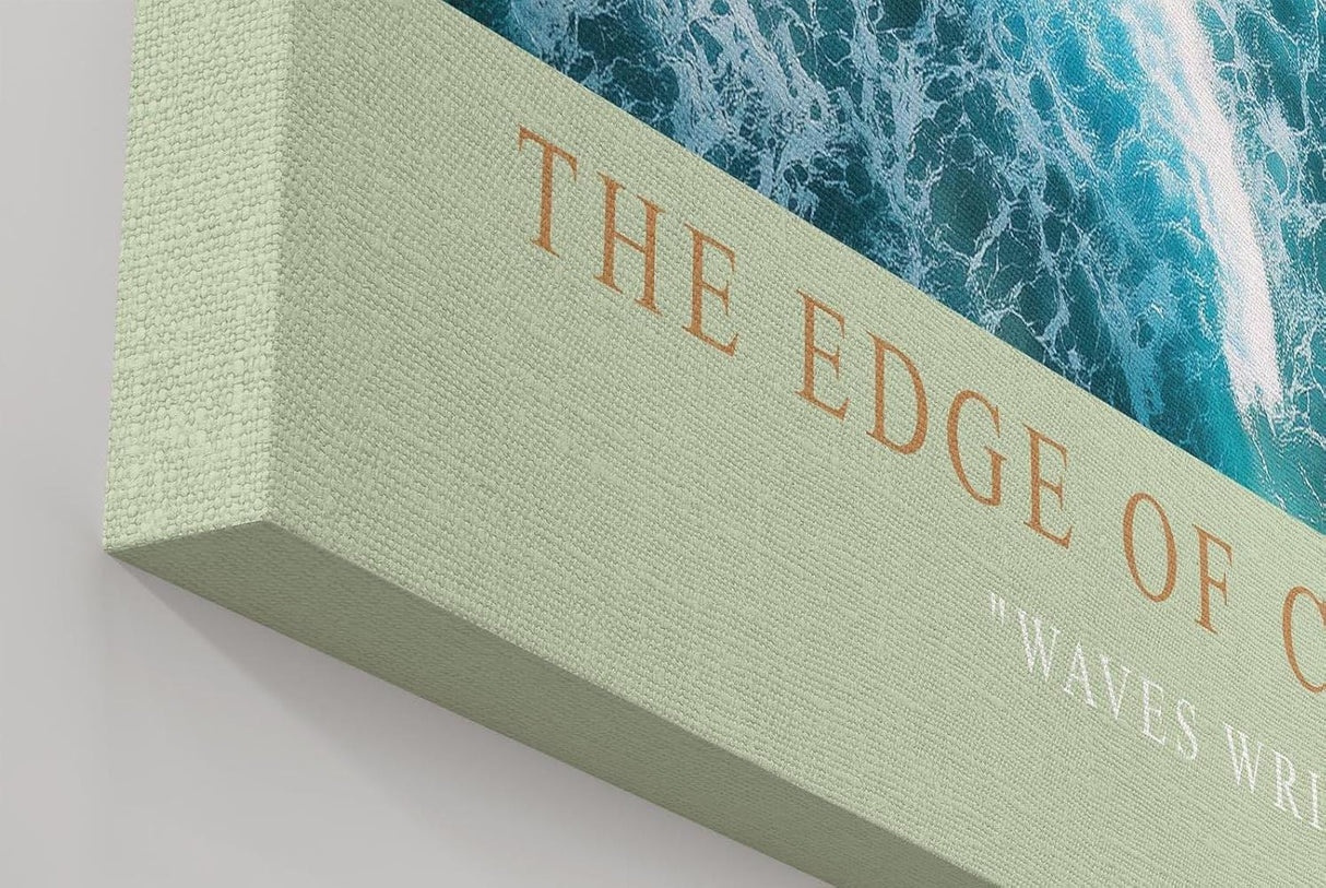 Paul Sinus Wandbild in 40x60cm The Edge of Calm – Luftaufnahme von Strand und Wellen in Türkisund Sandtönen