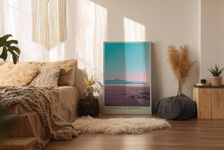 Paul Sinus Wandbild in 40x60cm The Edge of Serenity mit pastellfarbener Landschaft und ruhigem See für entspannende Wandgestaltung