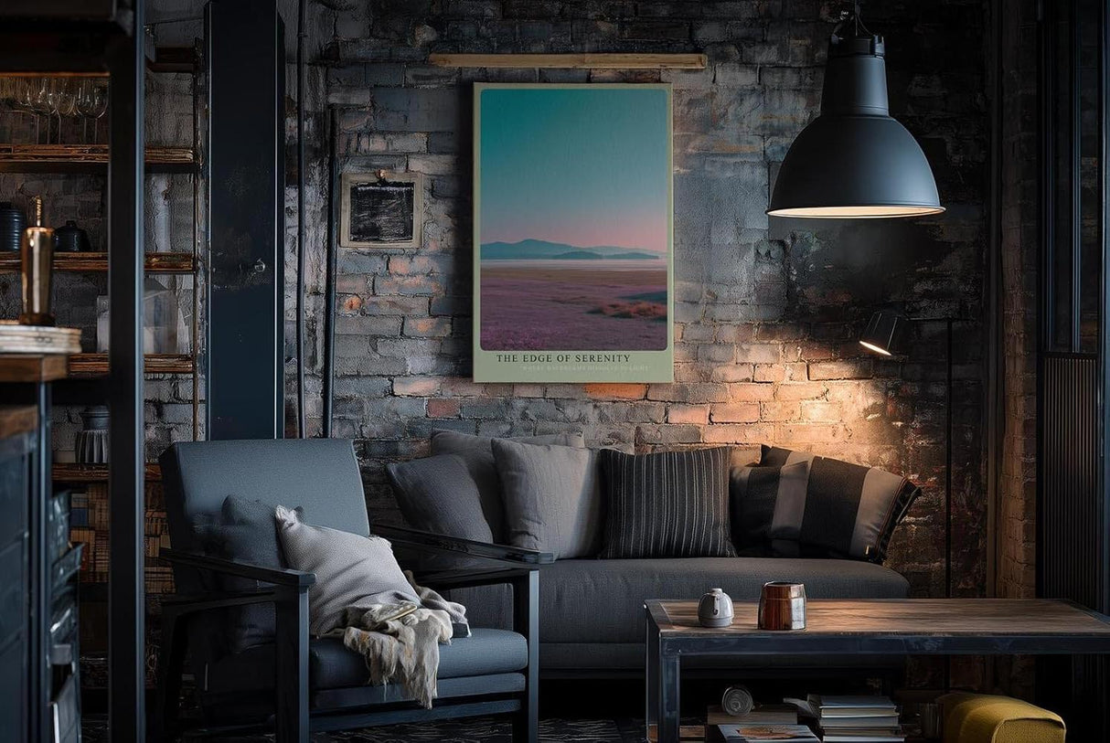 Paul Sinus Wandbild in 40x60cm The Edge of Serenity mit pastellfarbener Landschaft und ruhigem See für entspannende Wandgestaltung
