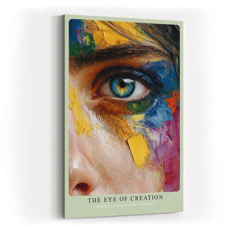 Paul Sinus Wandbild in 40x60cm The Eye of Creation – künstlerisches Augenporträt mit farbintensiver Malstruktur für kreative Raumgestaltung
