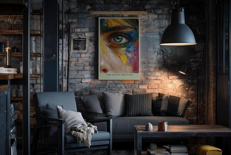 Paul Sinus Wandbild in 40x60cm The Eye of Creation – künstlerisches Augenporträt mit farbintensiver Malstruktur für kreative Raumgestaltung