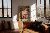 Paul Sinus Wandbild in 40x60cm The Floral Mosaic mit kunstvollem Frauenportrait aus farbigen Blütenfragmenten für moderne Wandgestaltung