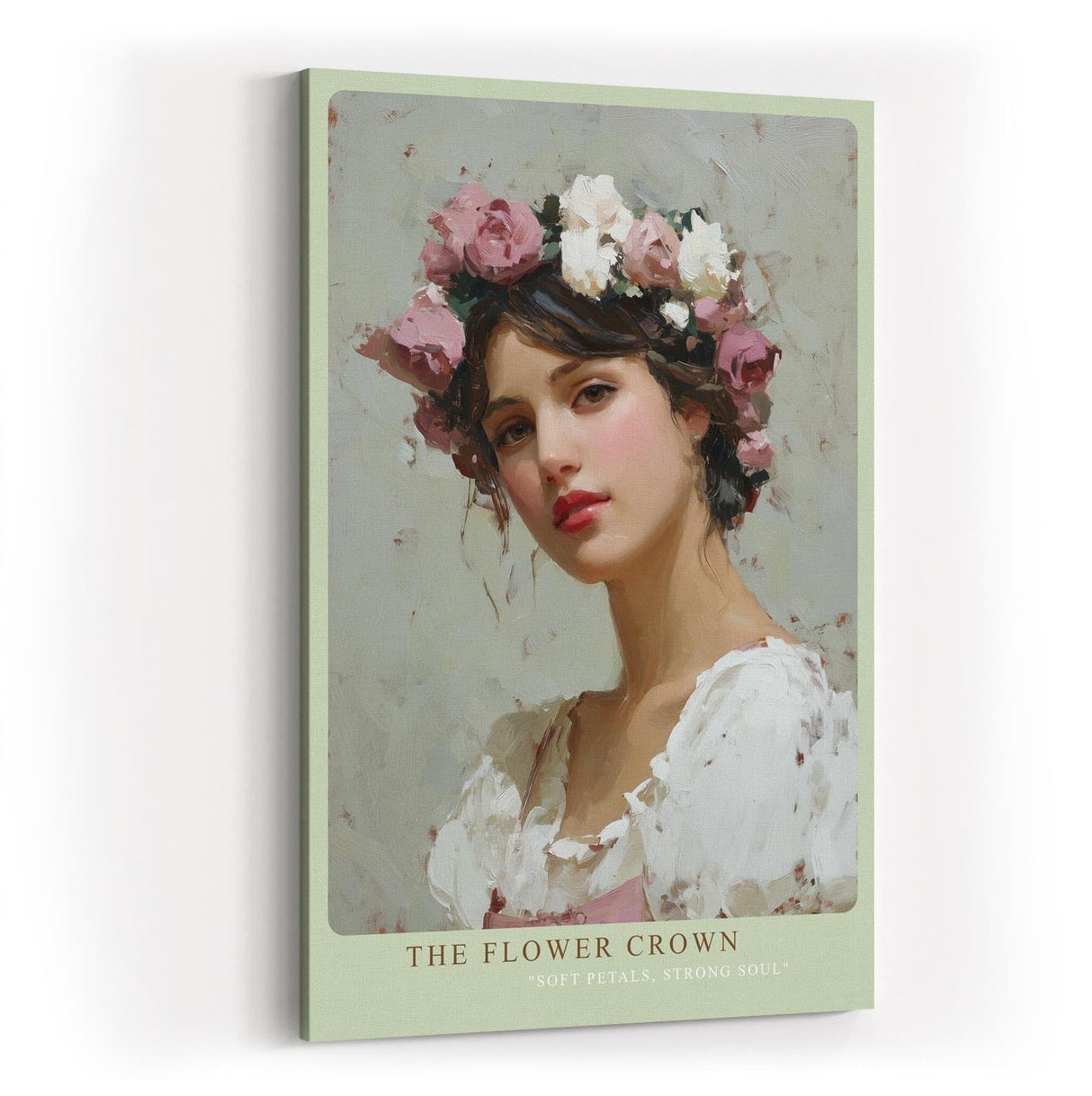 Paul Sinus Wandbild in 40x60cm The Flower Crown romantisches Porträt einer jungen Frau mit Blumenkranz in zarten Pastellfarben
