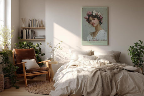 Paul Sinus Wandbild in 40x60cm The Flower Crown romantisches Porträt einer jungen Frau mit Blumenkranz in zarten Pastellfarben