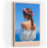 Paul Sinus Wandbild in 40x60cm The Flower Crowned Summer Romantic Woman with Floral Hair Wreath by the Sea in Sunlit Colors