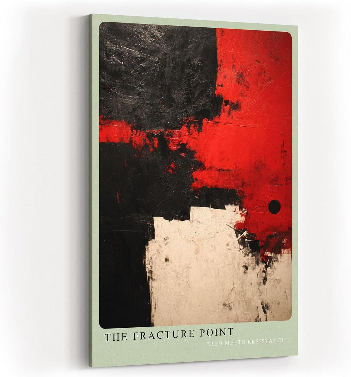 Paul Sinus Wandbild in 40x60cm The Fracture Point – Kraftvolle abstrakte Kunst in Rot, Schwarz und Weiß mit markanten Farbflächen
