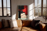 Paul Sinus Wandbild in 40x60cm The Fracture Point – Kraftvolle abstrakte Kunst in Rot, Schwarz und Weiß mit markanten Farbflächen