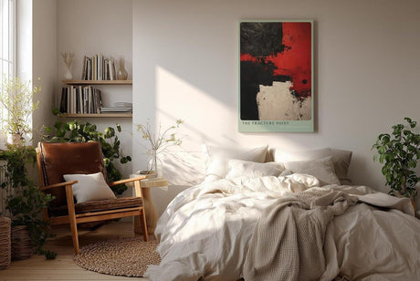 Paul Sinus Wandbild in 40x60cm The Fracture Point – Kraftvolle abstrakte Kunst in Rot, Schwarz und Weiß mit markanten Farbflächen