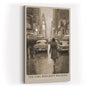 Paul Sinus Wandbild in 40x60cm The Girl Who Kept Walking Retro City Street Scene in Sepia with Vintage Cars and Rainy Atmosphere