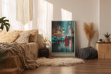 Paul Sinus Wandbild in 40x60cm The Girl in the Red Coat Impressionistische Stadtszene mit Frau im roten Mantel im nächtlichen Times Square