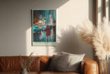 Paul Sinus Wandbild in 40x60cm The Girl in the Red Coat Impressionistische Stadtszene mit Frau im roten Mantel im nächtlichen Times Square