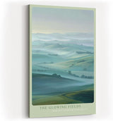 Paul Sinus Wandbild in 40x60cm The Glowing Fields – stimmungsvolle Hügellandschaft im Morgenlicht für warme und einladende Raumgestaltung
