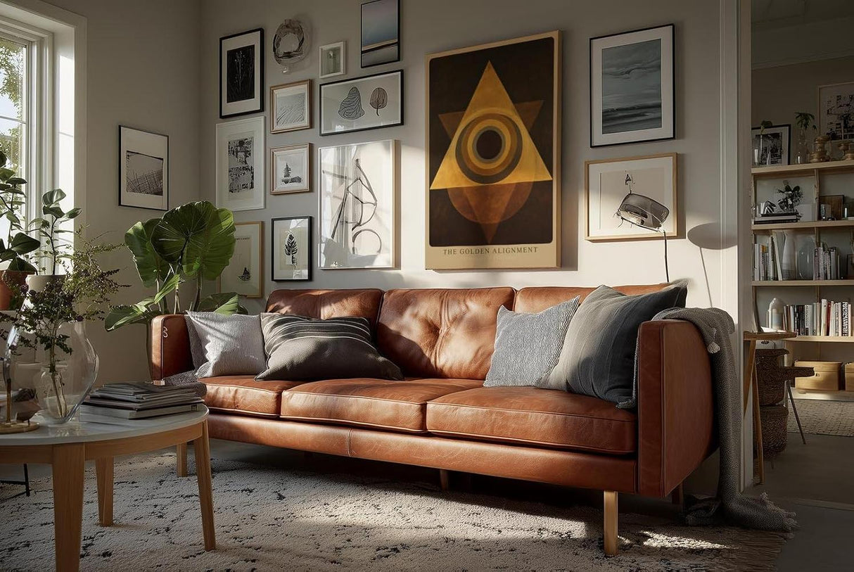 Paul Sinus Wandbild in 40x60cm The Golden Alignment Abstrakte Geometrie in Gold und Braun mit harmonischer Symmetrie und meditativer Tiefe