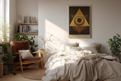Paul Sinus Wandbild in 40x60cm The Golden Alignment Abstrakte Geometrie in Gold und Braun mit harmonischer Symmetrie und meditativer Tiefe