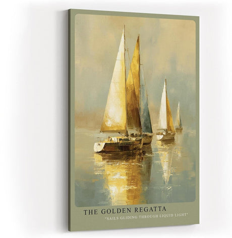 Paul Sinus Wandbild in 40x60cm The Golden Regatta – Segelboote im warmen Licht auf ruhigem Wasser