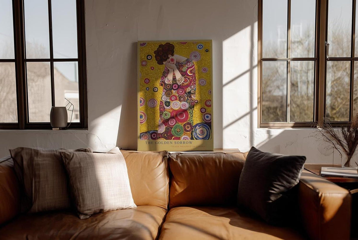 Paul Sinus Wandbild in 40x60cm The Golden Sorrow – ausdrucksstarkes Kunstmotiv im goldenen Mosaikstil für elegante Raumgestaltung