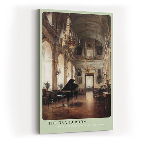 Paul Sinus Wandbild in 40x60cm The Grand Room Historischer Konzertsaal mit Flügel, Kronleuchtern und eleganter Architektur in Öloptik