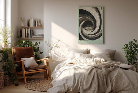 Paul Sinus Wandbild in 40x60cm The Gravity Loop – Dynamische Schwarz-Weiß-Wirbelstruktur mit kraftvoller Tiefenwirkung und plastischer Textur