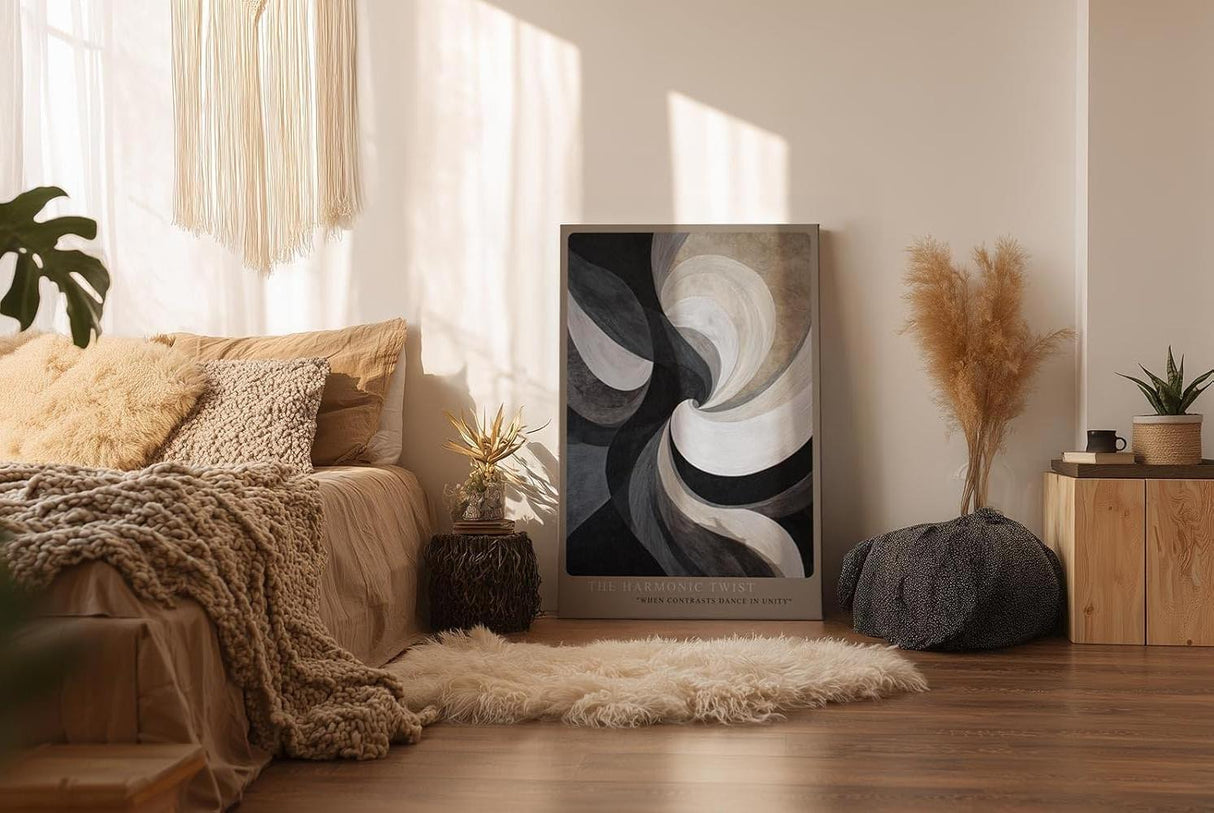 Paul Sinus Wandbild in 40x60cm The Harmonic Twist – Fließende Schwarz-, Weißund Grautöne in eleganter Spiralbewegung mit harmonischen Kontrasten