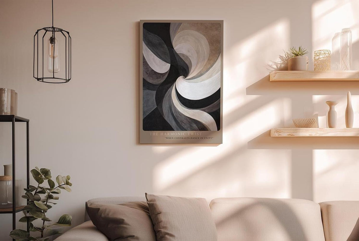 Paul Sinus Wandbild in 40x60cm The Harmonic Twist – Fließende Schwarz-, Weißund Grautöne in eleganter Spiralbewegung mit harmonischen Kontrasten