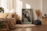 Paul Sinus Wandbild in 40x60cm The Harmony Within Monochromes Frauenporträt mit floralem Kopfschmuck und traditioneller Kleidung für harmonische Raumgestaltung