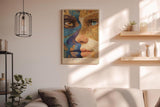 Paul Sinus Wandbild in 40x60cm The Hidden Spell detailreiches abstraktes Porträt zweier Gesichter in Blauund Goldtönen
