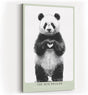 Paul Sinus Wandbild in 40x60cm The Hug Dealer Panda mit Herzgeste schwarz-weiße Tierillustration auf Leinwand