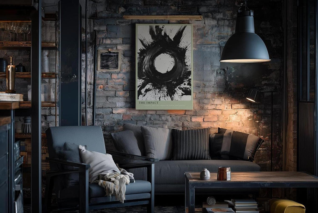 Paul Sinus Wandbild in 40x60cm The Impact – Ausdrucksstarke monochrome Kunst mit dynamischem Kreismotiv