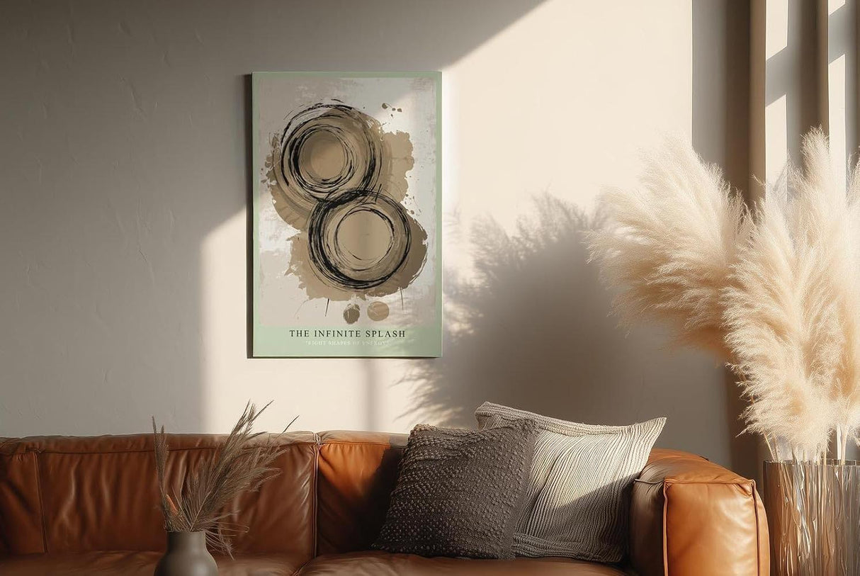 Paul Sinus Wandbild in 40x60cm The Infinite Splash – Abstrakte Kreiskomposition in Erdtönen mit dynamischen Pinselspuren und organischen Formen