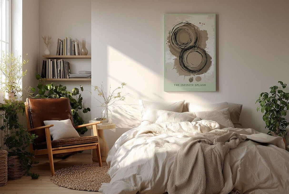 Paul Sinus Wandbild in 40x60cm The Infinite Splash – Abstrakte Kreiskomposition in Erdtönen mit dynamischen Pinselspuren und organischen Formen