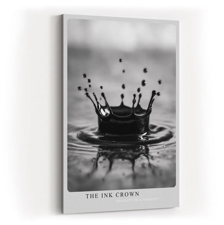 Paul Sinus Wandbild in 40x60cm The Ink Crown – Schwarz-Weiß-Aufnahme einer Wasserkrone im Moment des Aufpralls