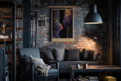 Paul Sinus Wandbild in 40x60cm The Kiss Between Stars – abstrakte Silhouetten im kosmischen Lichtspiel, kunstvolle Darstellung von Nähe und Universum