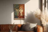 Paul Sinus Wandbild in 40x60cm The Kiss of Seasons kunstvolles Porträt zweier Gesichter in herbstlichen und grünen Blättern