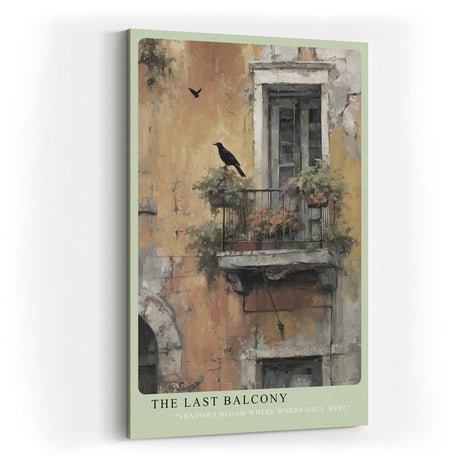 Paul Sinus Wandbild in 40x60cm The Last Balcony – Romantische, gealterte Hausfassade mit verwittertem Balkon und nostalgischem Charme in gedämpften Farben