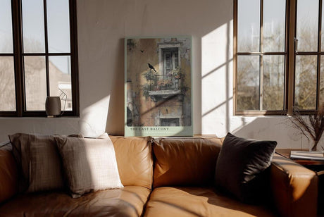 Paul Sinus Wandbild in 40x60cm The Last Balcony – Romantische, gealterte Hausfassade mit verwittertem Balkon und nostalgischem Charme in gedämpften Farben