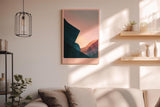 Paul Sinus Wandbild in 40x60cm The Last Light – Abstraktes Bergmotiv in sanften Rosaund Blautönen für moderne Wohnräume