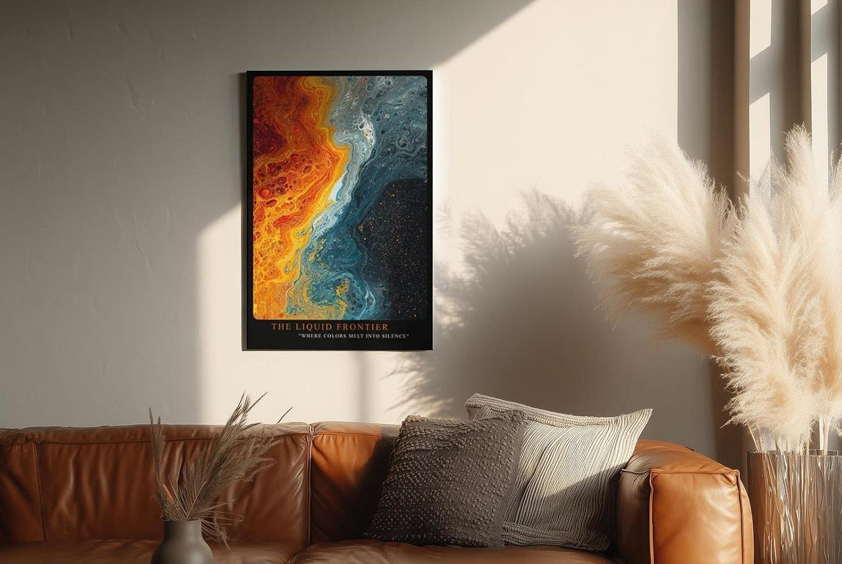 Paul Sinus Wandbild in 40x60cm The Liquid Frontier in kräftigen Blau-, Grauund Orangetönen mit fließendem Farbverlauf für stilvolle Raumakzente