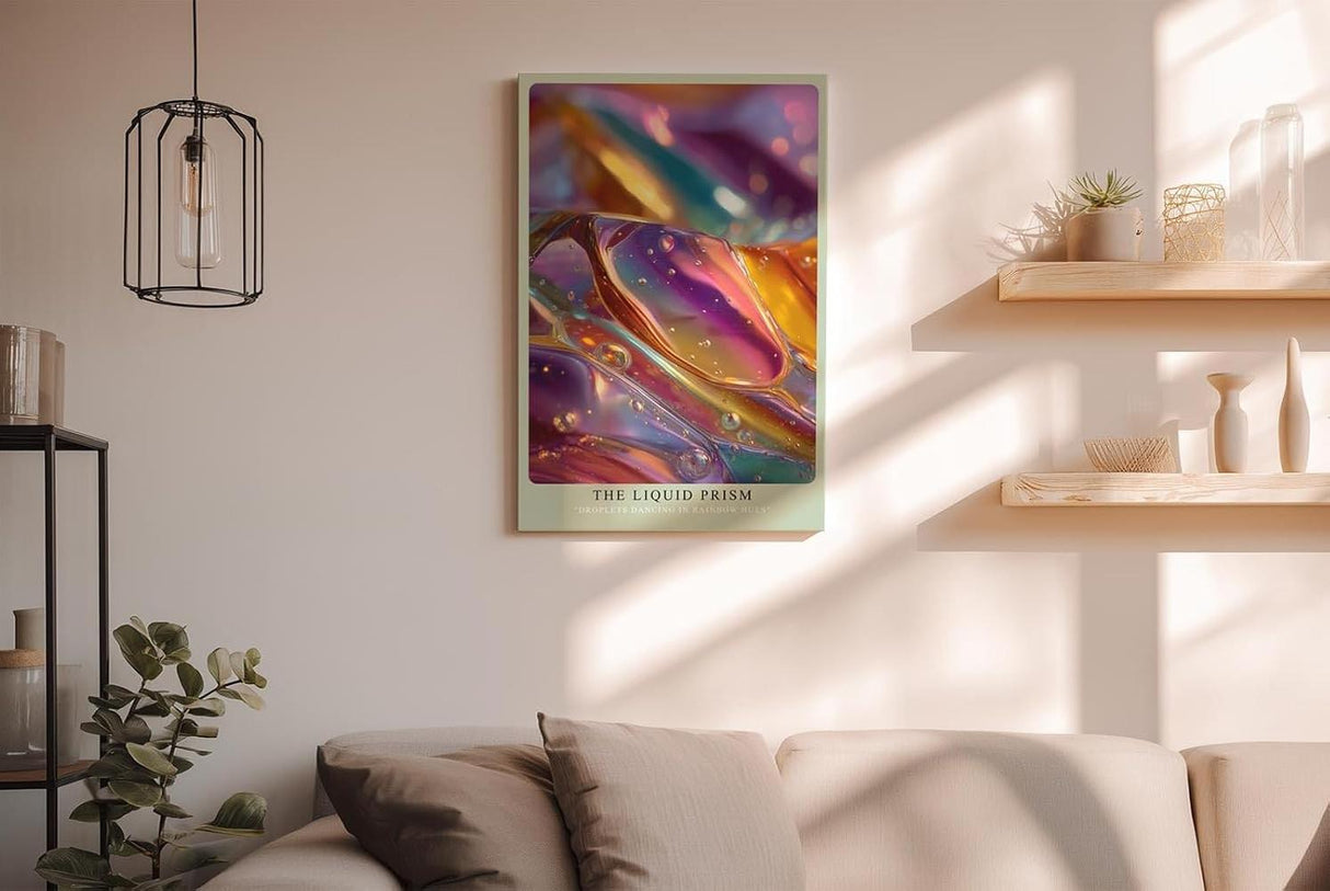 Paul Sinus Wandbild in 40x60cm The Liquid Prism – abstraktes Farbmotiv mit regenbogenfarbenem Glanz und fließender Struktur für moderne Raumgestaltung