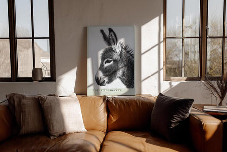 Paul Sinus Wandbild in 40x60cm The Little Donkey Nahaufnahme eines Esels in Schwarz-Weiß mit feiner Detailzeichnung