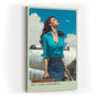 Paul Sinus Wandbild in 40x60cm The Long Goodbye mit stilvoller Frau vor silbernem Flugzeug und Blick in den Himmel für elegante Wandgestaltung